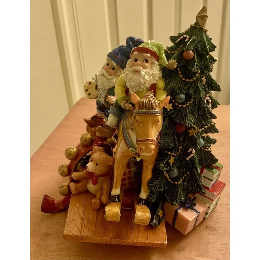 Vintage Fitz and Floyd Happy Holidays Stocking Holder Santa Tree 2004 With Box‎